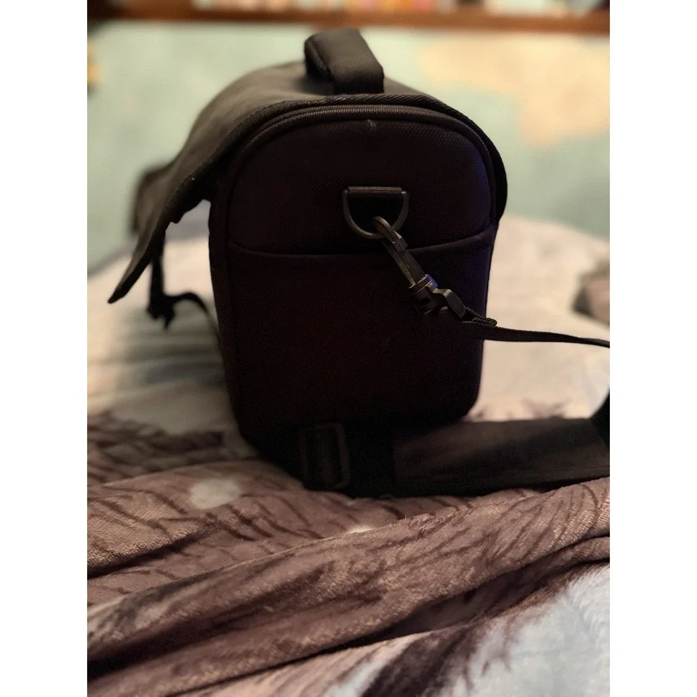 Small Black Camera Bag - All Works/No Tears - Multiple Pockets